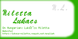 miletta lukacs business card